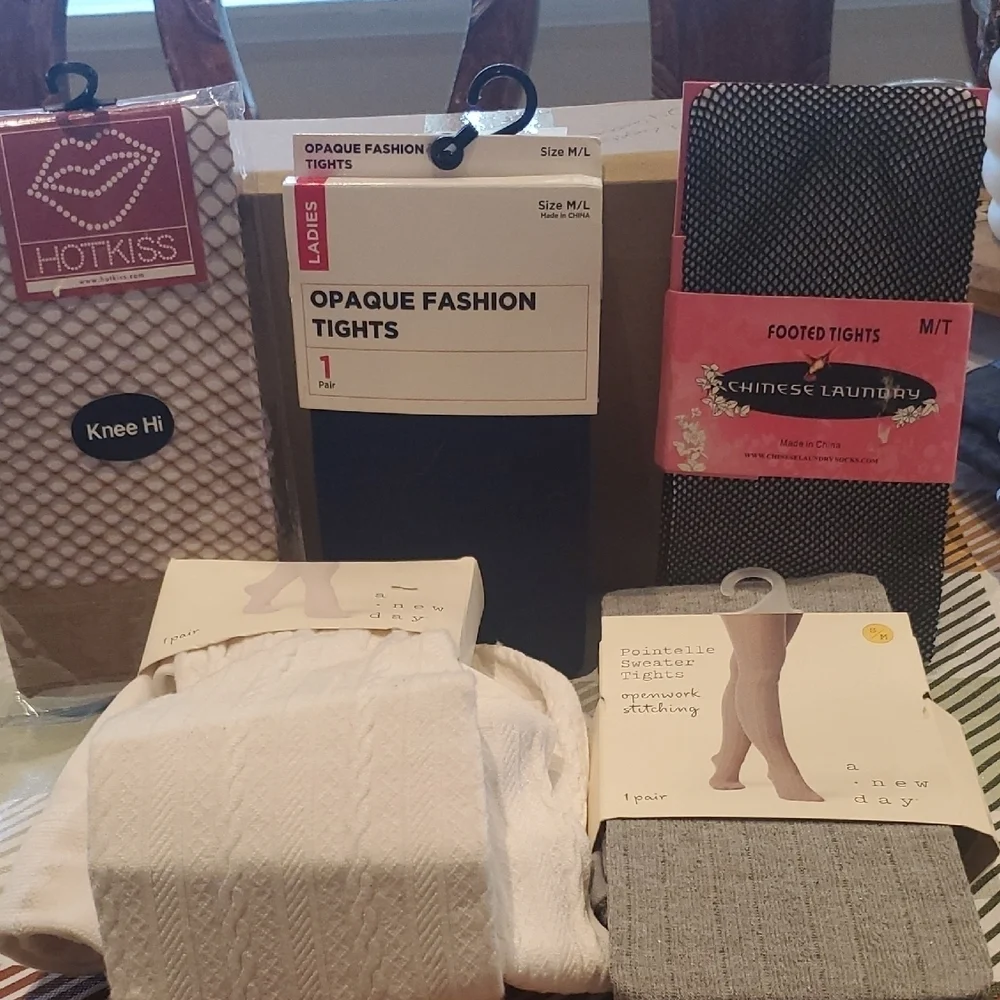 Hot Kiss Knee Hi Socks - White Chinese Laundry Black Tights Plus 3 More